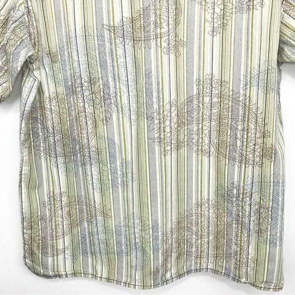 Prana Slim Fit Button Down Short Sleeve Paisley Stripe Print Shirt - Picture 8 of 15